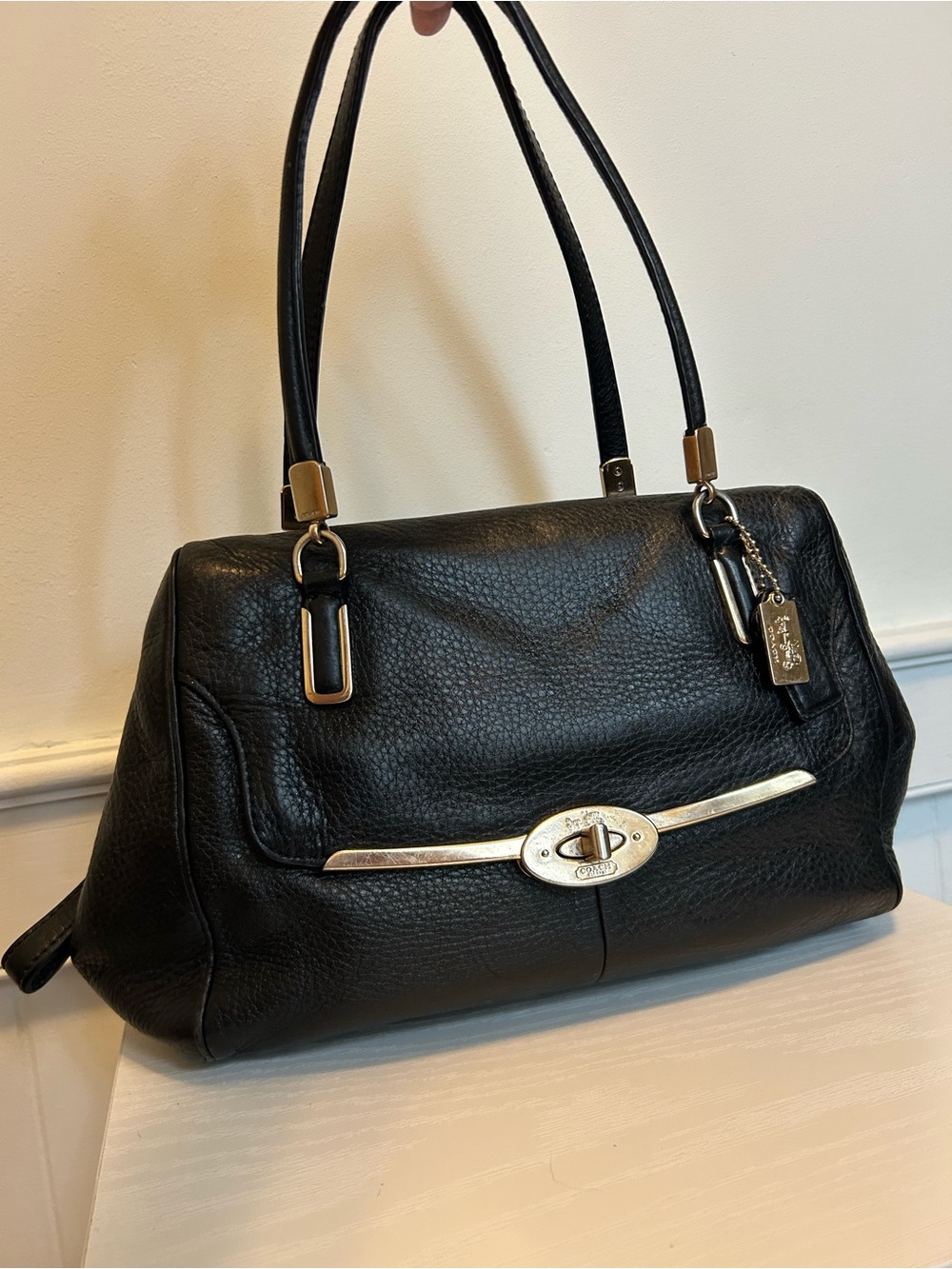 Coach Madison Black Pebbled Shoulder Bag